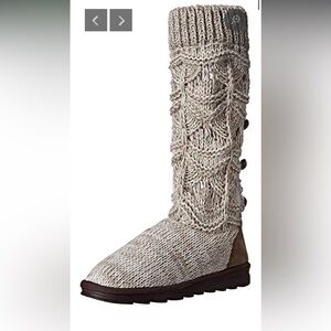 MUK LUKS WOMEN'S JAMIE CROCHETTE FLAT KNIT FASHION BOOTS in natural